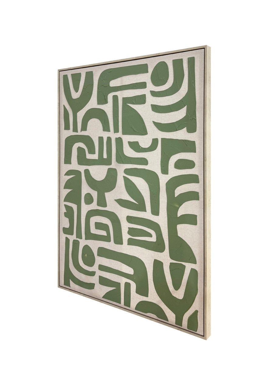 FRAMED CANVAS - Green Pattern 80% HANDPAINTING (80 x 1.2m)