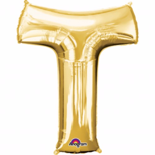 Letter T Gold Megaloon 40cm Foil Balloon