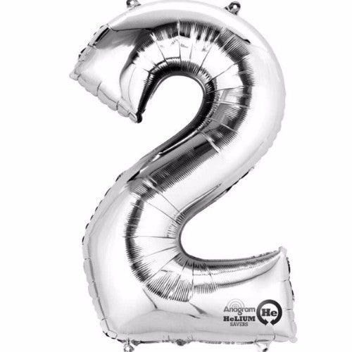 Number Two Silver Megaloon 40cm Foil Balloon