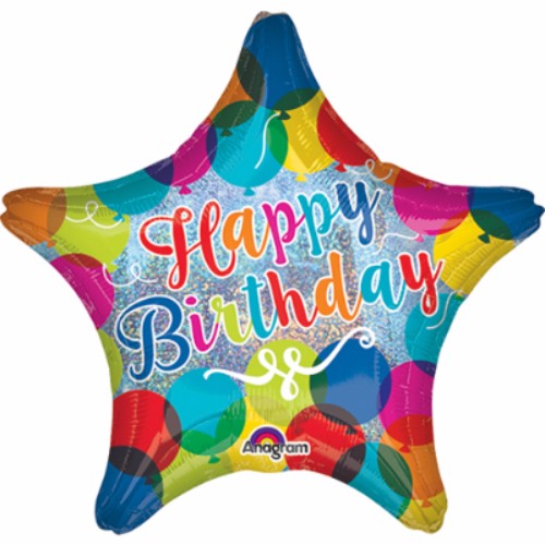 45cm Happy Birthday Star Sparkle Balloons Holographic