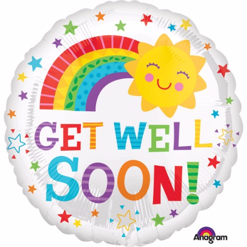 Balloon 45cm Get Well SoonHappy Sun & Rainbow