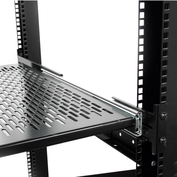 2U Adjustable Mounting Depth Vented Sliding Rack Mount Shelf – 50lbs / 22.7kg