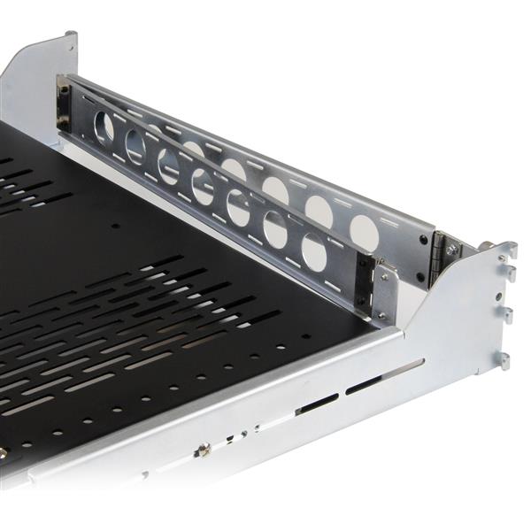 2U Adjustable Mount Depth Vented Sliding Rack Shelf w/ Cable Mgmt - 50lbs/22.7kg