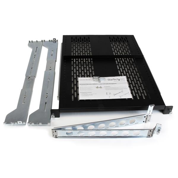 2U Adjustable Mount Depth Vented Sliding Rack Shelf w/ Cable Mgmt - 125lbs