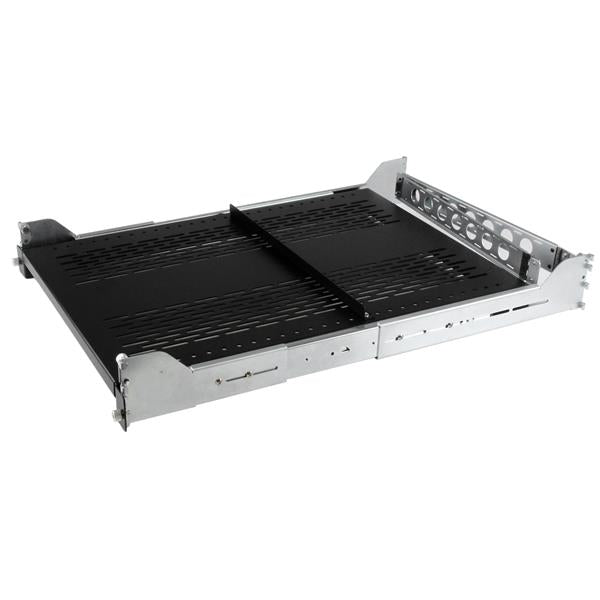 2U Adjustable Mount Depth Vented Sliding Rack Shelf w/ Cable Mgmt - 125lbs