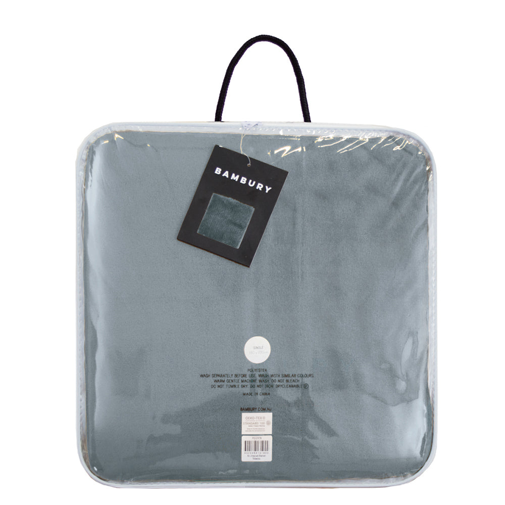 Single Ultraplush Blanket Steel Blue- Bambury