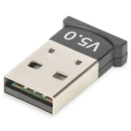 Compact Digitus Bluetooth 5.0 USB Nano Adapter for fast connections with multiple devices and low power consumption.