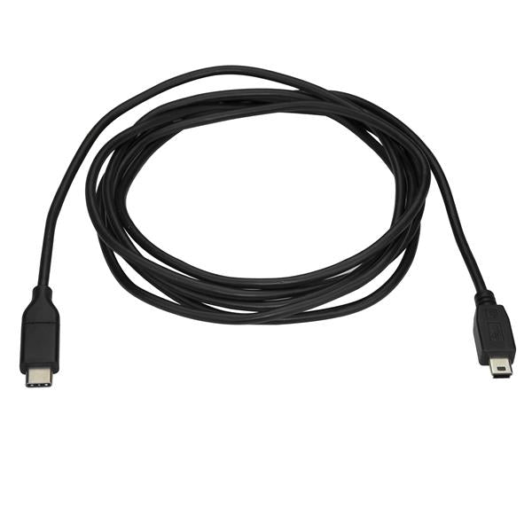 USB-C to Mini-USB cable, 2m long, ideal for connecting devices like cameras and GPS for data transfer and charging.