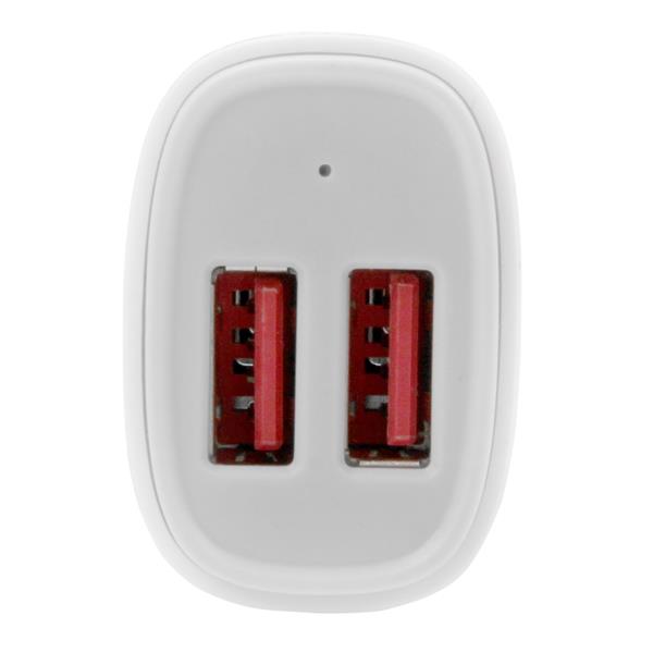 Dual-Port USB Car Charger - 24W/4.8A - White