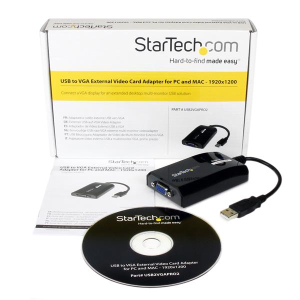 USB to VGA Adapter - External USB Video Graphics Card for PC and MAC- 1920x1200