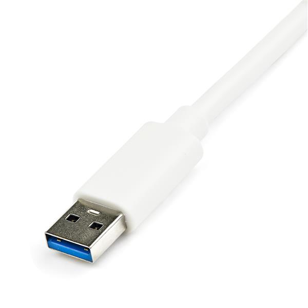 USB 3.0 to Gigabit Ethernet Adapter NIC w/ USB Port - White