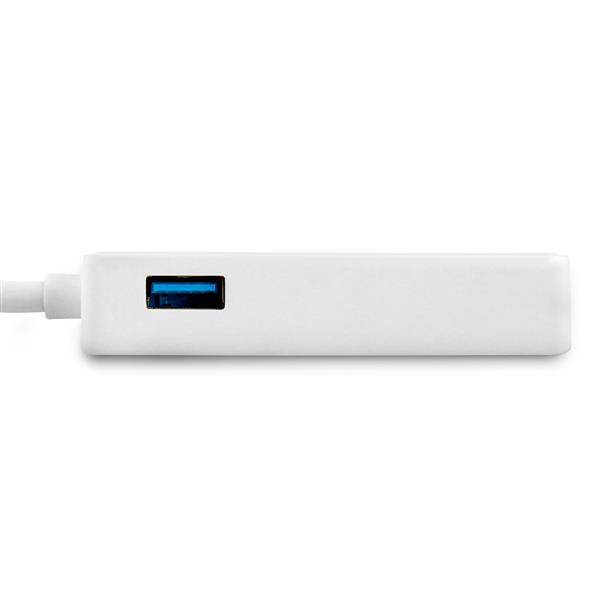 USB 3.0 to Gigabit Ethernet Adapter NIC w/ USB Port - White