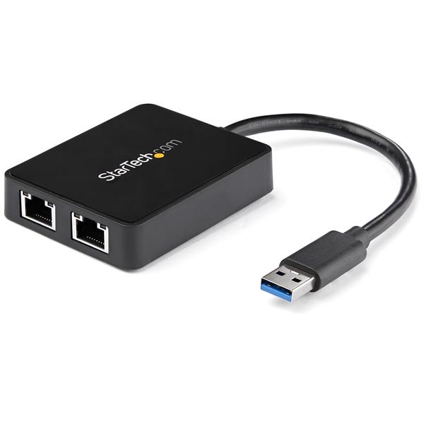 USB 3.0 to Dual Port Gigabit Ethernet Adapter NIC w/ USB Port