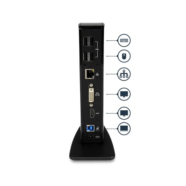 HDMI and DVI Dual-Monitor Docking Station for Laptops - USB 3.0
