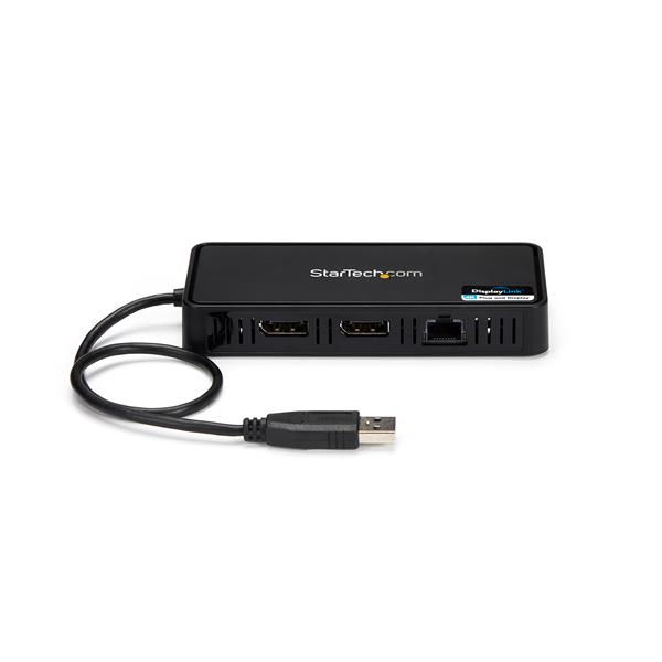 USB to Dual DisplayPort Mini Dock - GbE LAN - Dual 4K - TAA