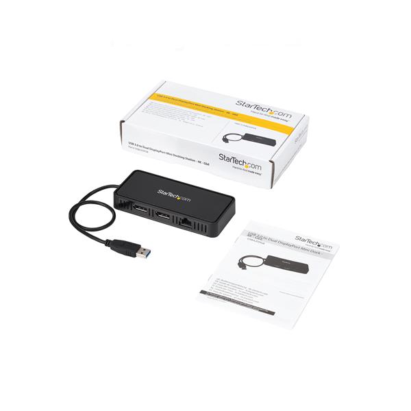 USB to Dual DisplayPort Mini Dock - GbE LAN - Dual 4K - TAA