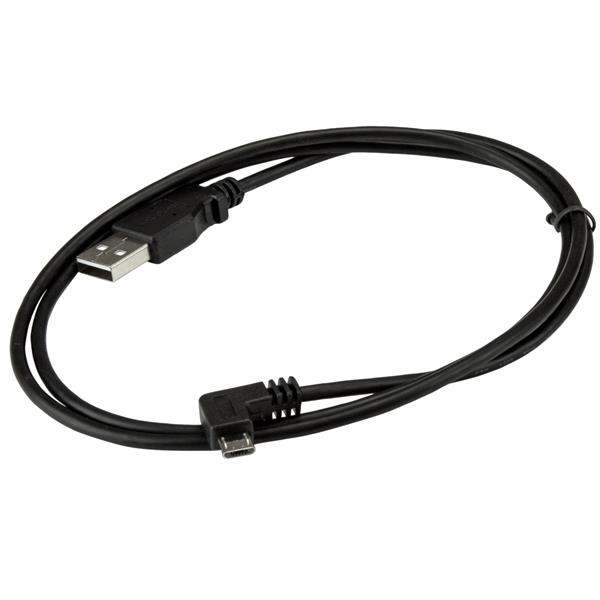 Micro-USB Charge-and-Sync Cable M/M - Right-Angle Micro-USB - 30/24 AWG - 1m 3ft
