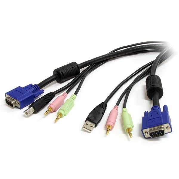 3 m (10 ft.) 4-in-1 USB VGA KVM Cable with Audio and Microphone