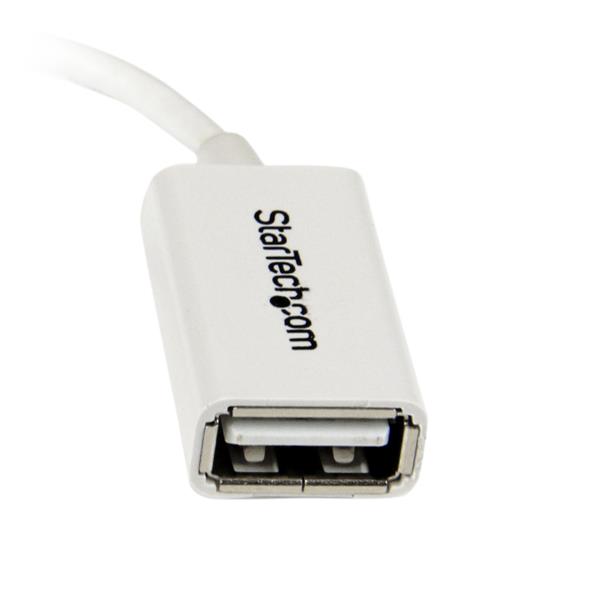 12cm (5in) White Micro USB to USB OTG Host Adapter M/F