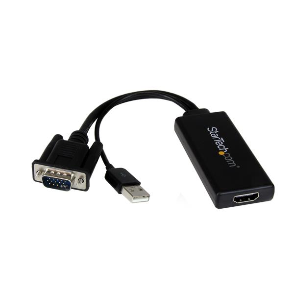 VGA to HDMI Adapter with USB Audio & Power – Portable VGA to HDMI –  1080p