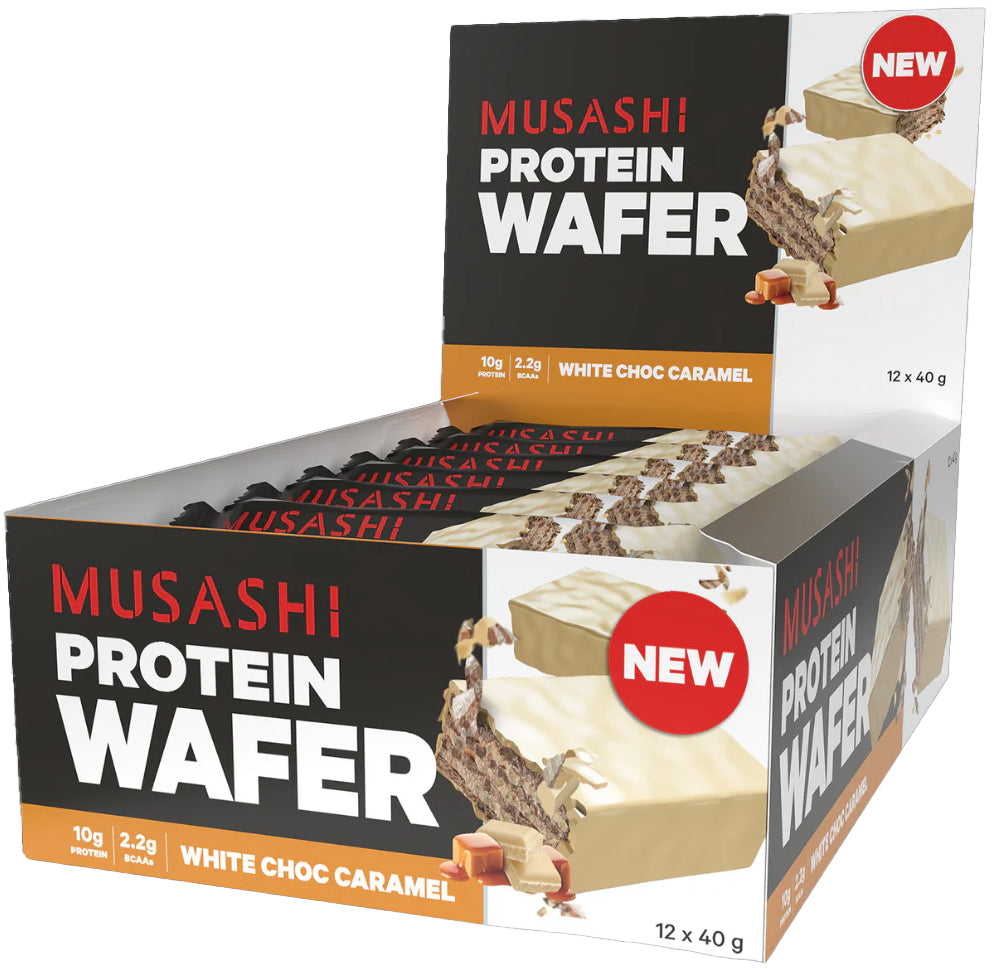 Musashi Protein Wafer White Chocolate caramel 40g - Carton of 12