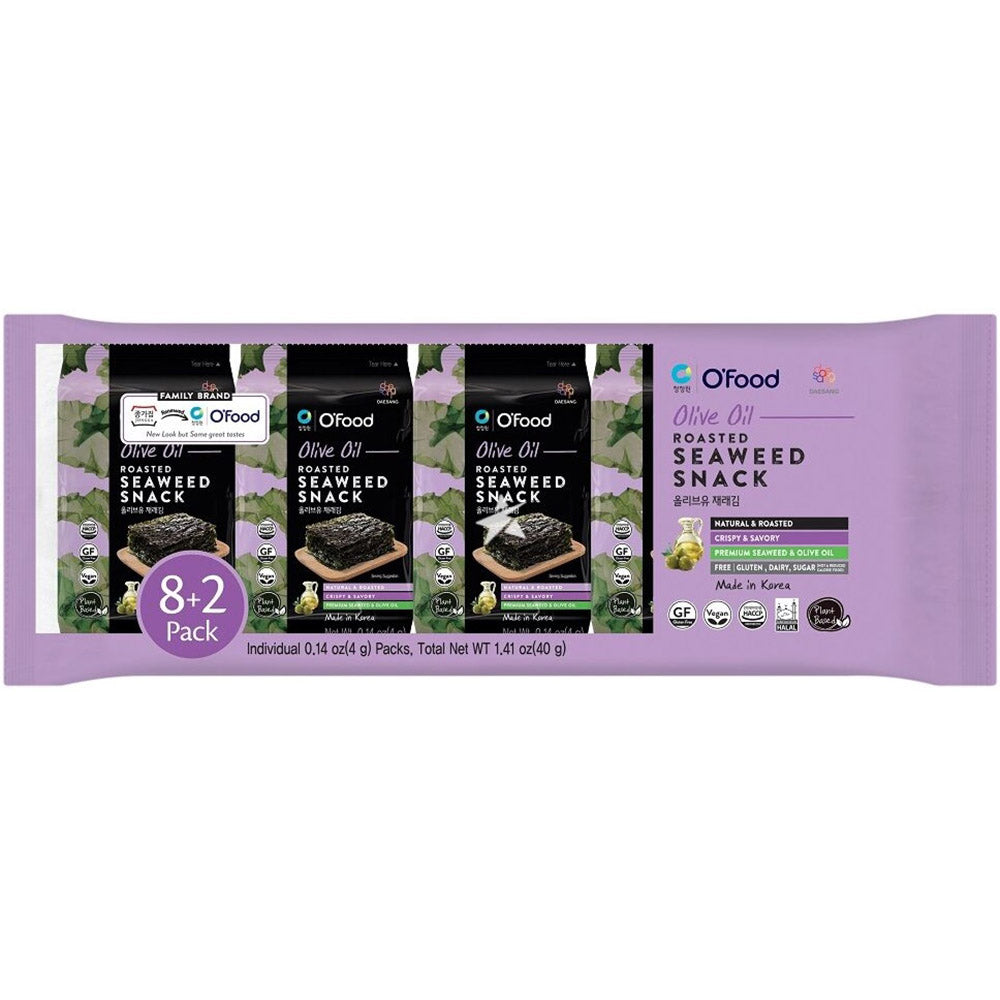 O’Food Olive Oil Roasted Purple Seaweed Snack 40g - Pack of 8