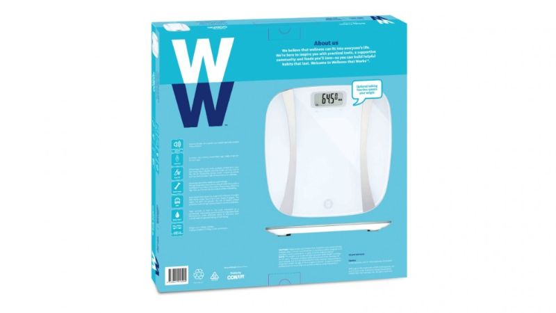 Smart Scale - IQ Body Analysis with digital display, measures body fat, muscle mass, and supports 6 user profiles.