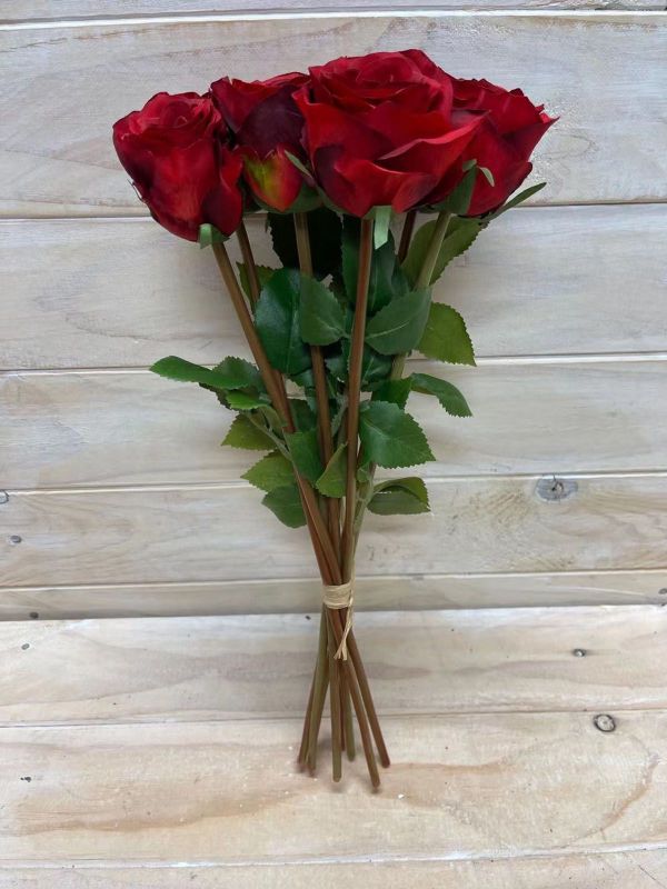 Artificial Rose Bud Bundle with 8 Flowers (Red)