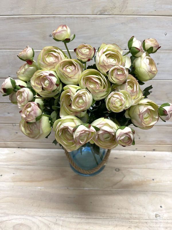 Artificial SIngle Ranunculus With Bud (Pink Green)