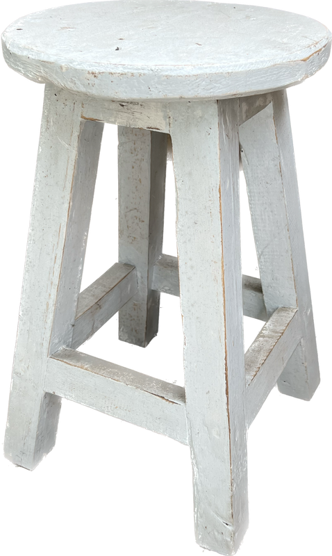 Round Stool - Florence White (35 x 25 x 40cm)