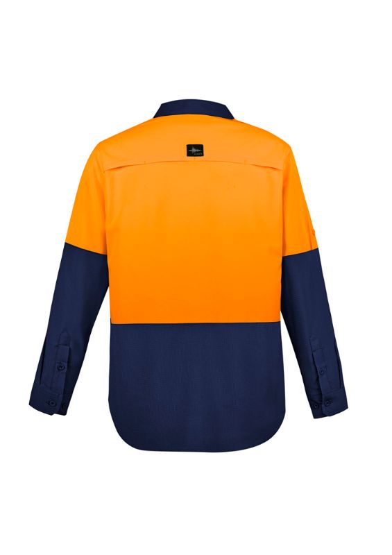 Mens Hi Vis Outdoor L/S Shirt - Orange/Navy (5XL)