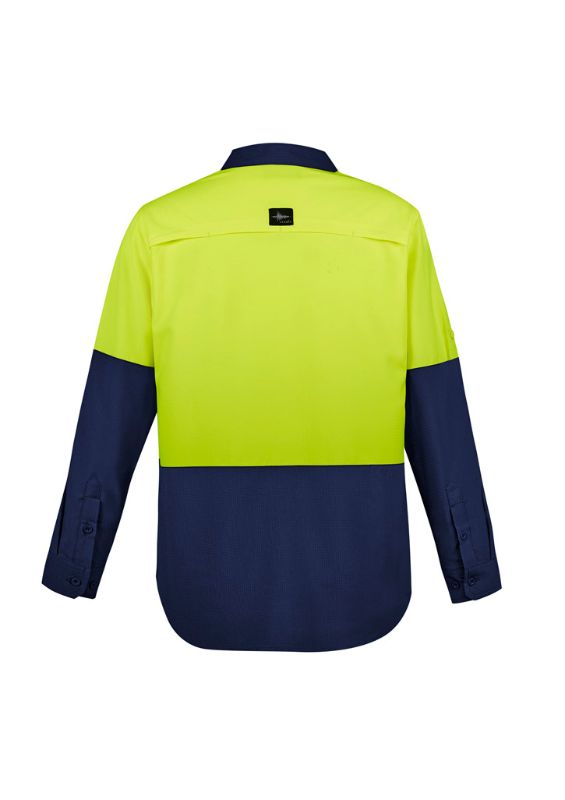 Mens Hi Vis Outdoor L/S Shirt - Yellow/Navy (5XL)