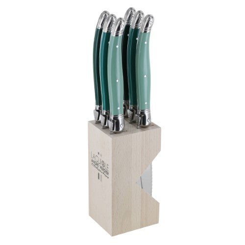 Steak Knife Set in Block - ANDRE VERDIER (6 Piece Assorted)