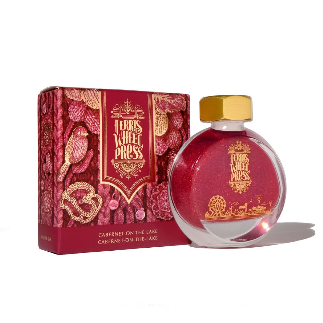 Burgundy fountain pen ink "Cabernet on the Lake," inspired by Niagara's vineyards, perfect for elegant writing and artistry.