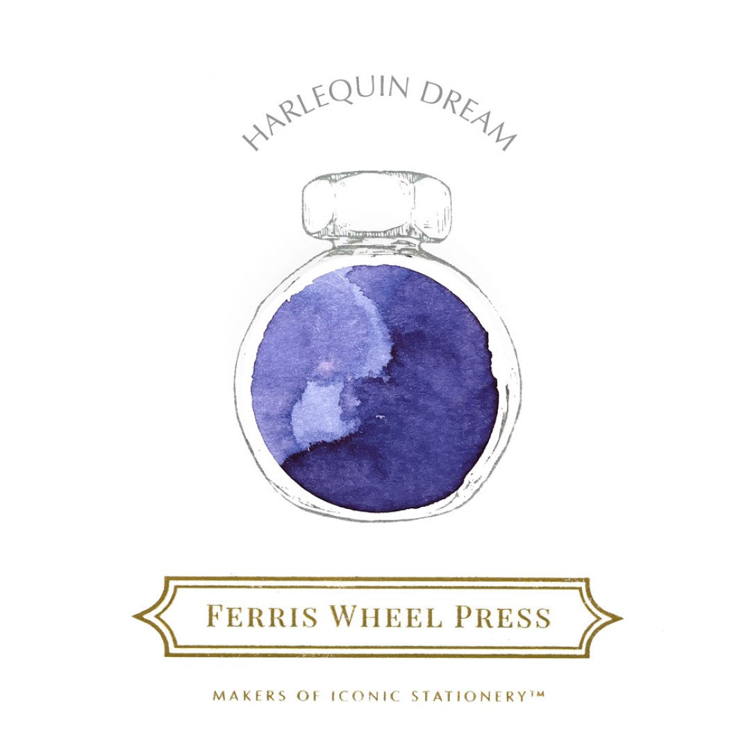 Vibrant 38ml Ferris Wheel Press ink in Harlequin Dream, perfect for creative writing and art, with smooth flow and fade resistance.