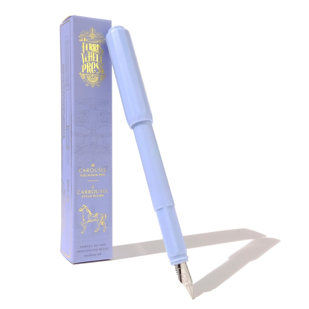 Ferris Wheel Press Fountain Pen in Forget Me Not Medium, featuring a whimsical nib and lightweight acrylic body for joyful writing.