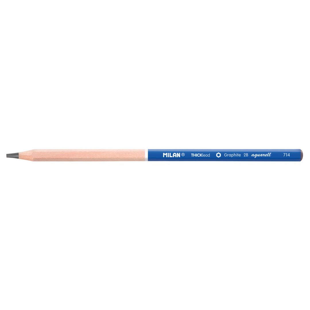 Milan 2B Graphite Art Pencils pack of 3, featuring thick 2.4 mm lead for bold strokes and durable, eco-friendly design.