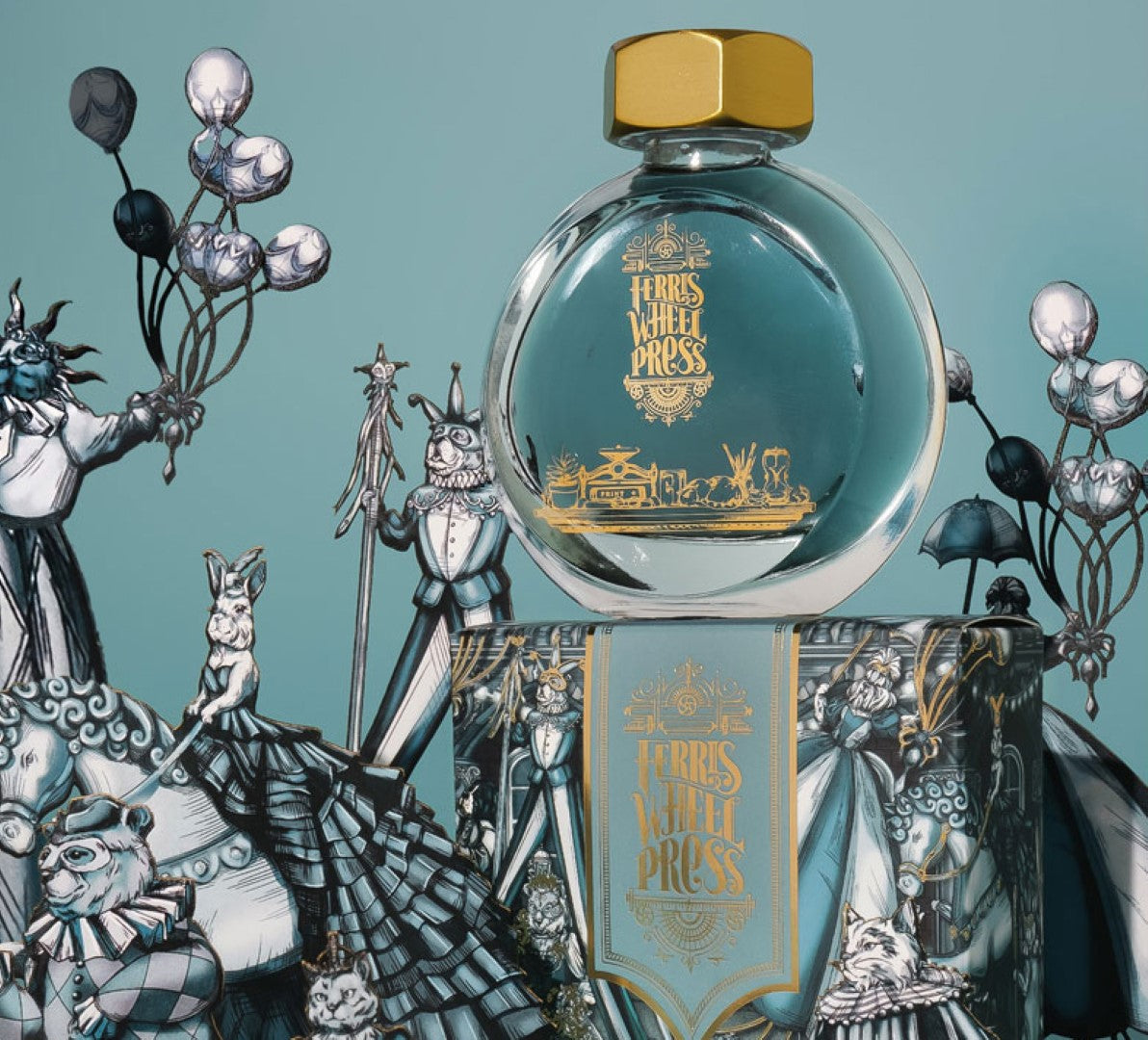 Slate-grey fountain pen ink 'The Sad Charade' by Ferris Wheel Press, perfect for writing and artistic inspiration.