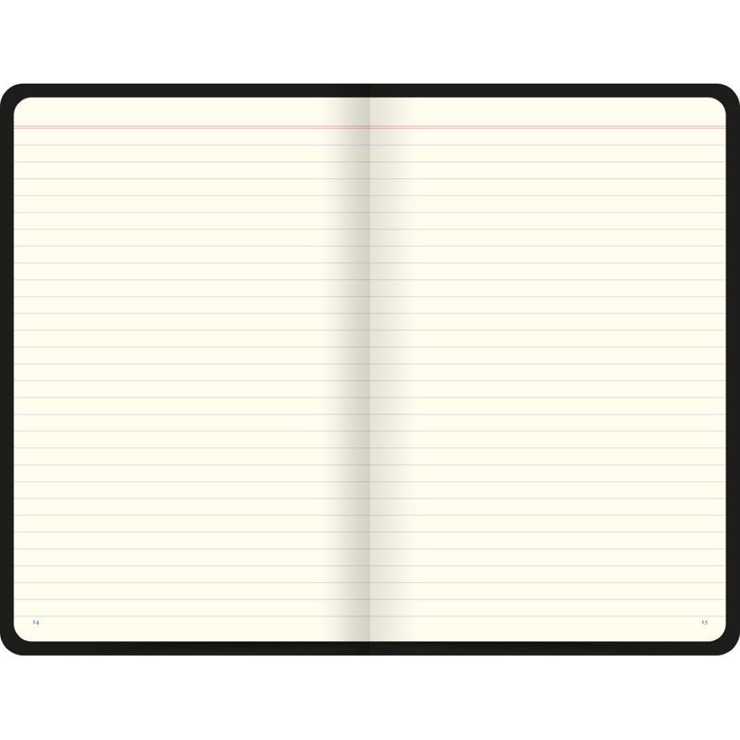 Elegant black Letts Notebook with gold foil, 240 cream pages, ribbon marker, and durable hard case for stylish organization.