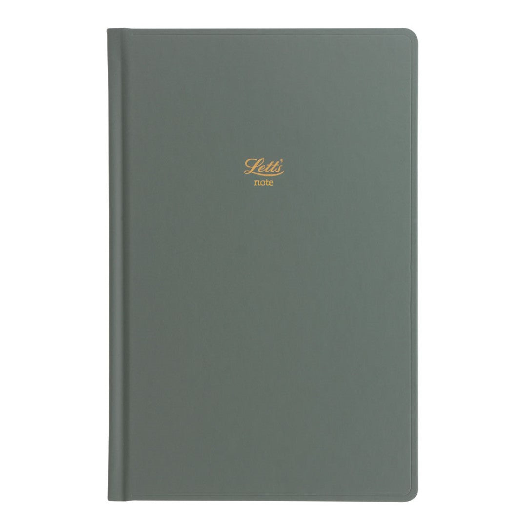 Letts Notebook Ruled Icon Green featuring 240 fountain pen friendly pages, gold foil motif, and a durable hard case.