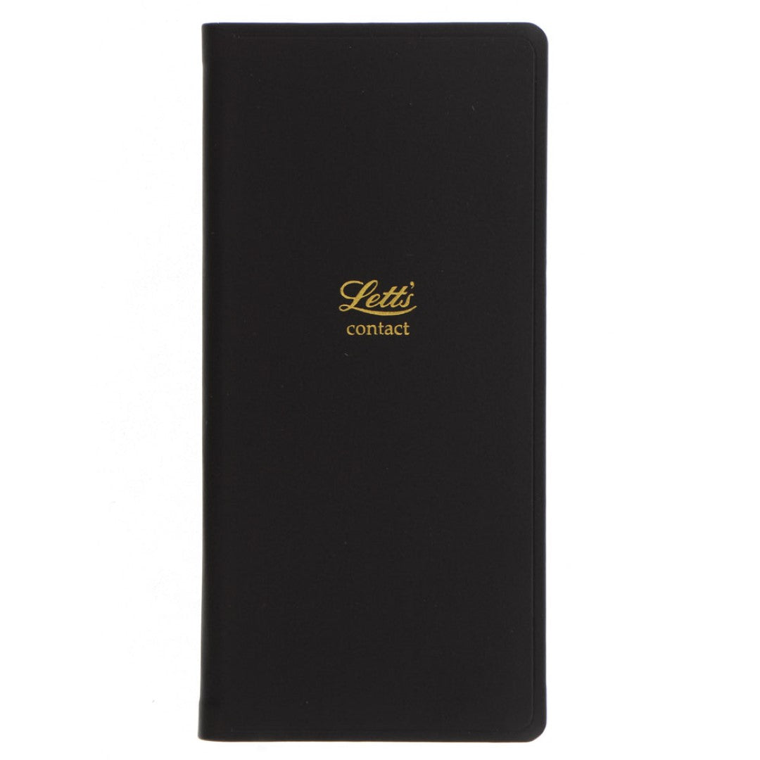 Elegant black address book with foiled details, 160 cream pages, and a handy alphabetical index for organized contact management.