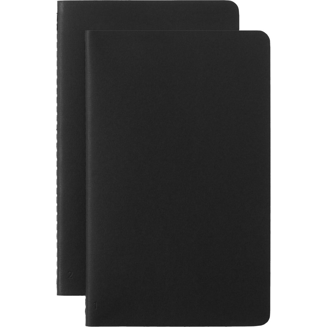 Moleskine Smart Cahier Journal set of 2, large ruled black notebooks compatible with Smart Writing Pen for seamless note digitization.