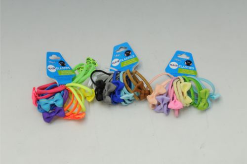 Hair Elastics With Bow - No Metal (Set Of 6 Assorted)