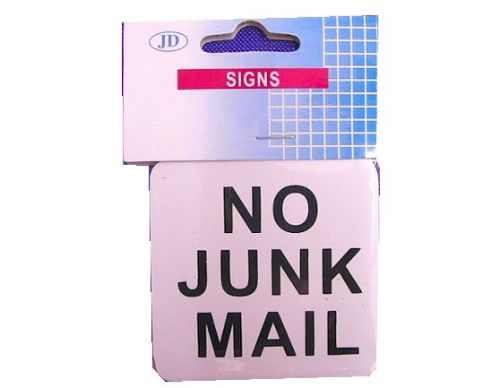 Sign - No Junk Mail 5.5cm (2 Units)