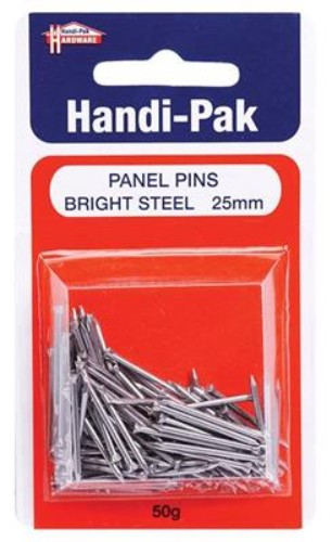 (Card-50g) Handipak 25mm B.S. Panel Pins