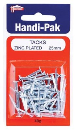 (Card-40g) Handipak 25mm Zinc Tacks