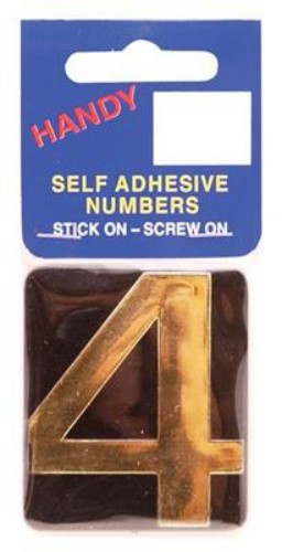 Handy No. 4 Plastic Gold on Black House Numbers - Pack of 10