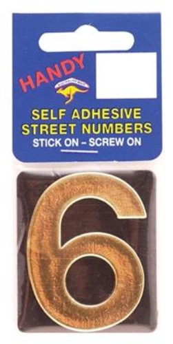 Handy No. 6 Plastic Gold on Black House Numbers - Pack of 10