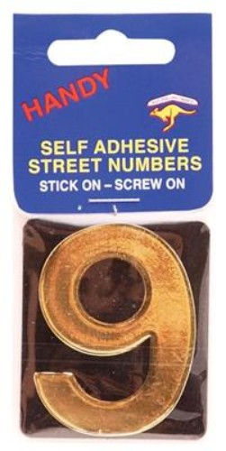 Handy No. 9 Plastic Gold on Black House Numbers - Pack of 10
