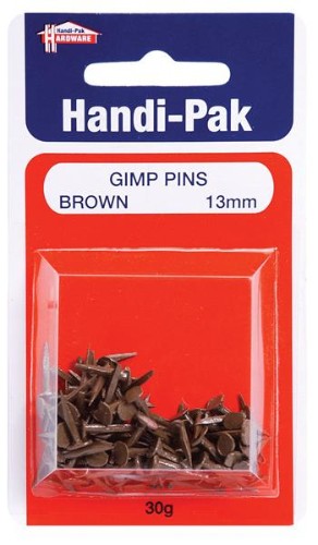 (Card-30g) Handipak 13mm Brown Gimp Pins
